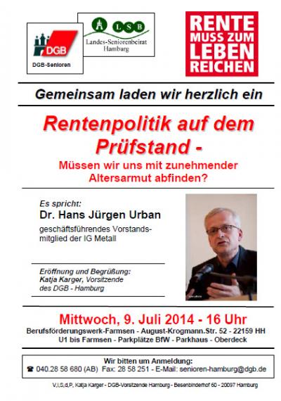 Veranstaltungsflyer "Rentenpolitik auf dem Prüfstand" Veranstaltungsflyer "Rentenpolitik auf dem Prüfstand"